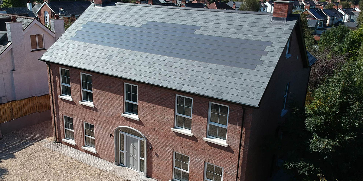 0041_New Build Development With Brazilian Slate and Solar Tiles On The Roof In Belfast